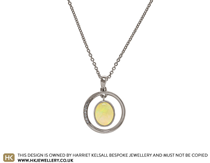 Anna's 9ct White Gold and Opal Pendant