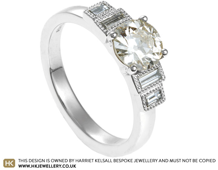 Lindsay's Platinum and Diamond Art Deco Inspired Engagement Ring