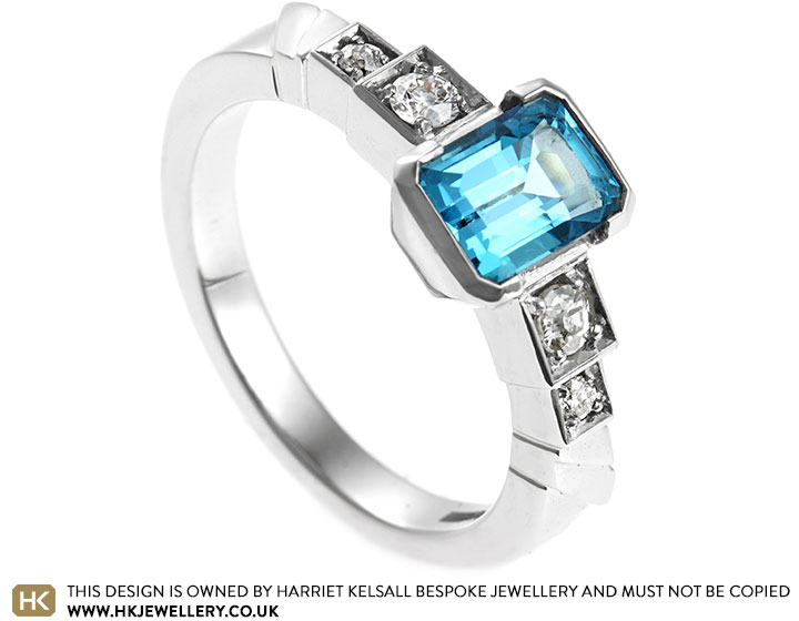 Linda's Platinum Swiss Blue Topaz and Diamond Ring