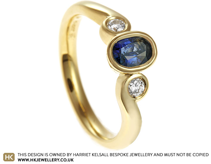 Emily's Fairtrade 18ct Yellow Gold, Sapphire and Diamond Engagement Ring