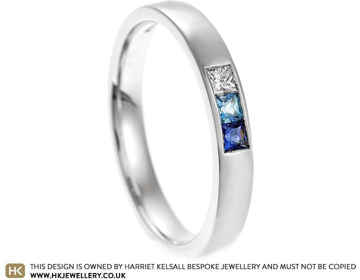 Susan's Handmade Platinum Blue Gradient Engagement Ring