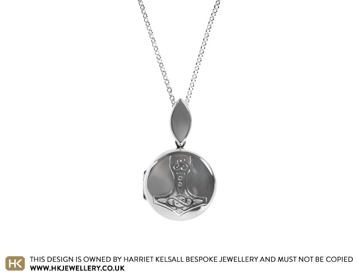 Maja's Sterling Silver Locket with Mjolnir Inspired Engraving