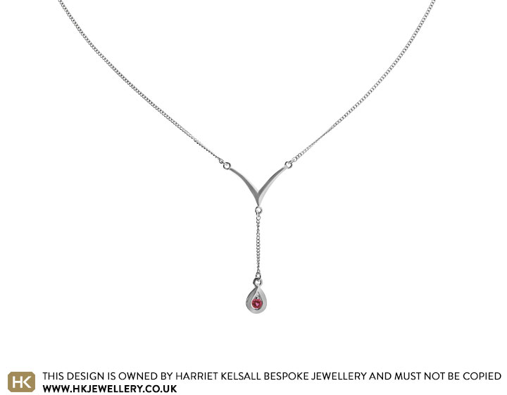 Fairtrade 9ct White Gold and Ruby Wishbone Pendant