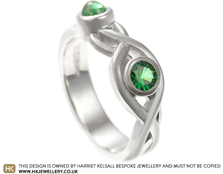 Woven Path Inspired Sterling Silver and Tsavorite Dress Ring