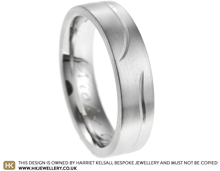 James' Engraved Platinum Wedding Band