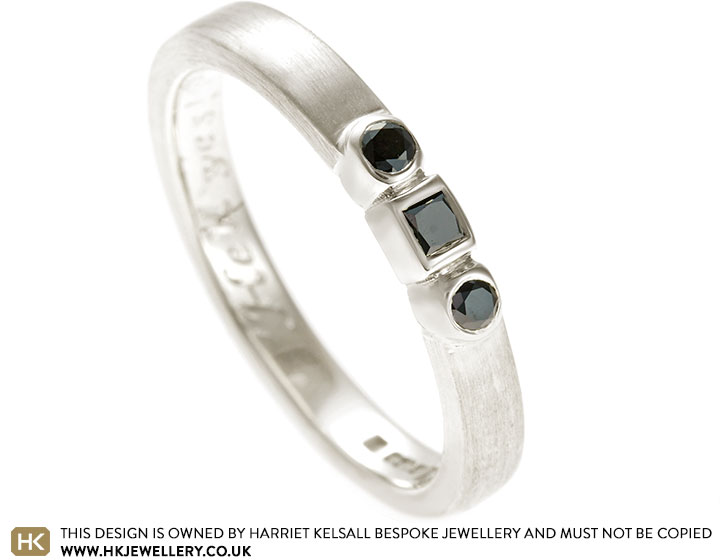 Misa's Fairtrade White Gold and Black Diamond Wedding Ring