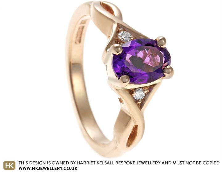 Anita's 9ct Rose Gold, Amethyst and Diamond Engagement Ring