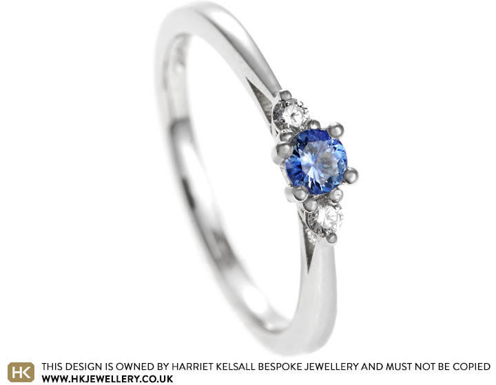 Charlotte's Sterling Silver and Platinum, Sapphire and Diamond Engagement Ring