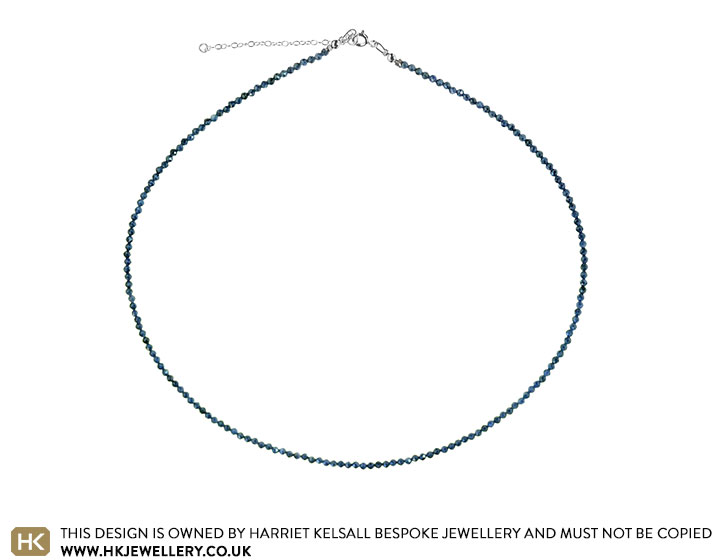 Faceted 20 Carat Sapphire Beaded Necklace with Sterling Silver Extension Chain