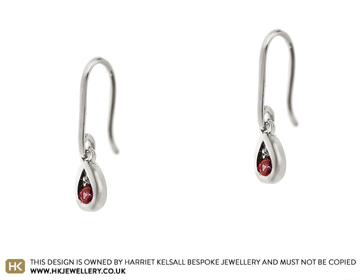 Fairtrade 9ct White Gold and Ruby Drop Hook Earrings