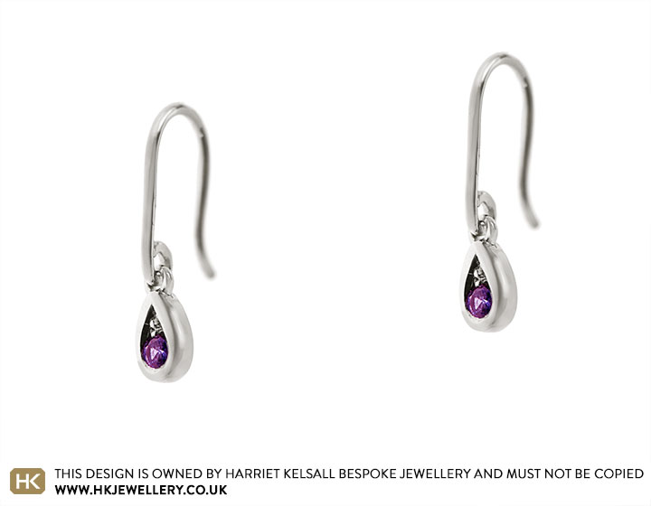 Fairtrade 9ct White Gold and Amethyst Drop Hook Earrings