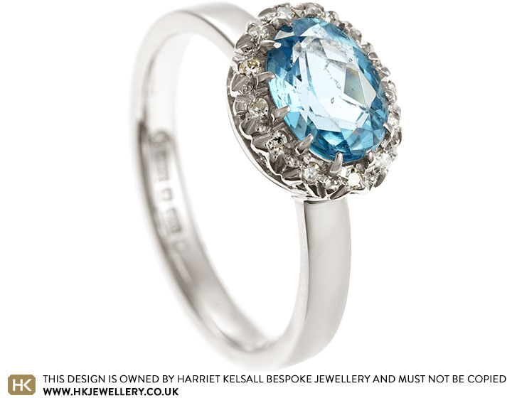 Rebecca's Re-Designed Ring Using Her Mother's Aquamarine