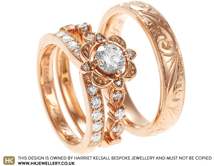 Michael's Hand Engraved Fairtrade Rose Gold Wedding Ring