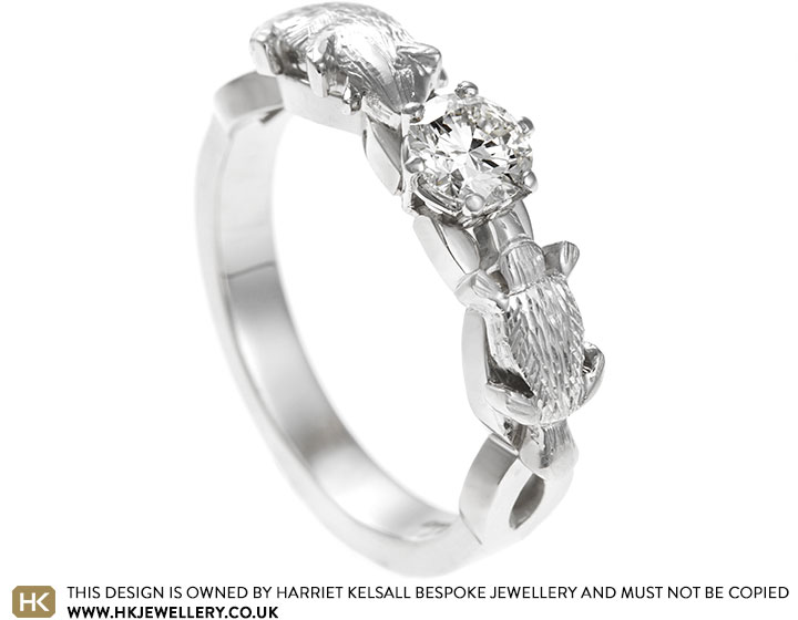 Aila's Badger And Platypus Inspired  Platinum And Diamond Engagement Ring