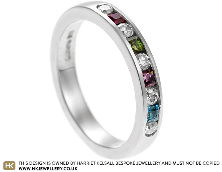 Caroline's Mixed Cut Diamond and Birthstone Eternity Ring