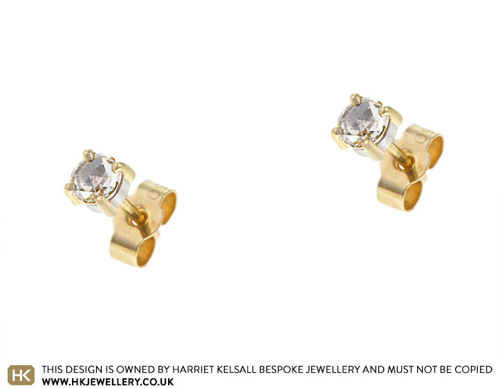 Fairtrade 18ct Yellow and White Gold and 0.36ct Rose Cut Diamond Earrings