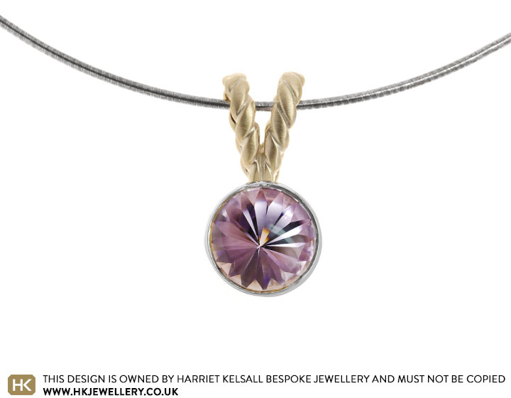 Sterling Silver and 9ct Yellow Gold Amethyst Pendant