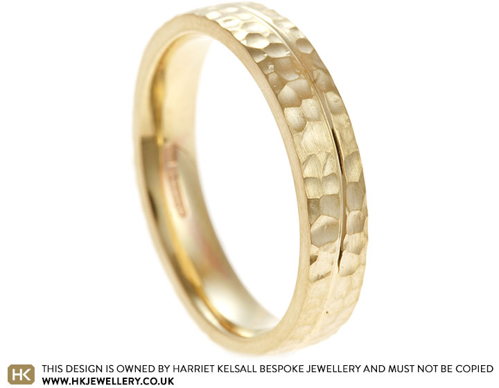 Chris' Modern Mixed Metal Textured Wedding Ring