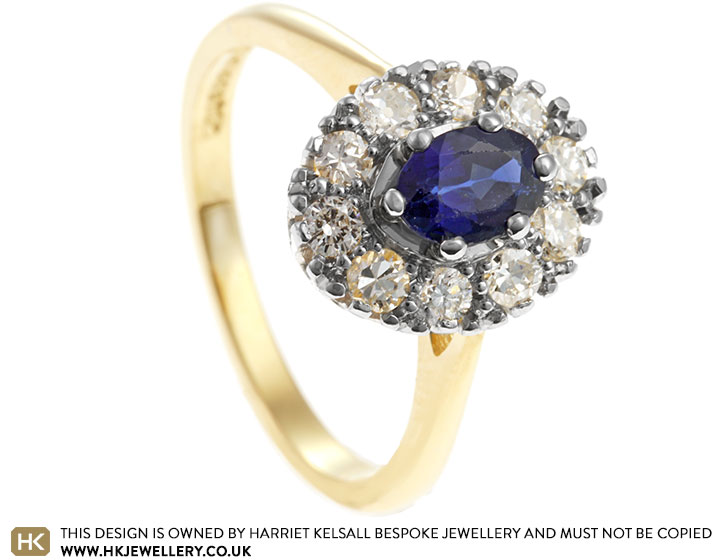 Joanna's Mixed Metal, Blue Sapphire and Diamond Dress Ring