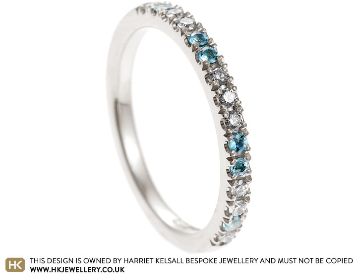 Amy's Scallop Set Aquamarine and Diamond Eternity Ring