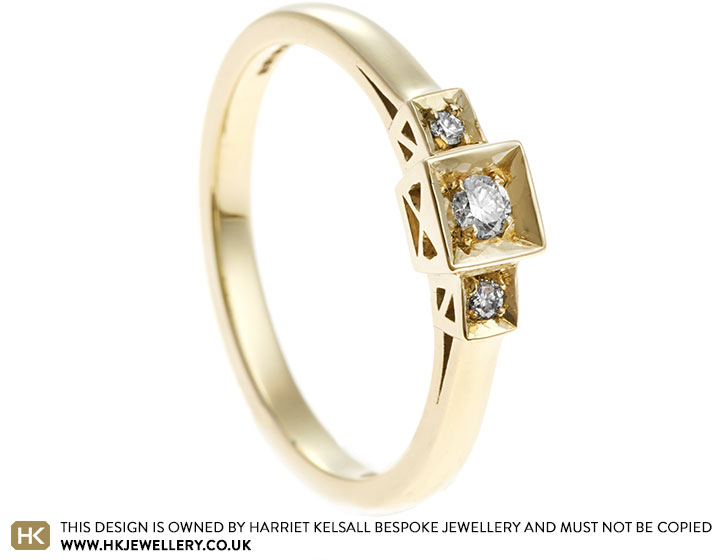 Debbie's Trilogy Style Yellow Gold Diamond Engagement Ring