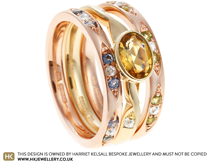 Geraldine's Stacking 9ct Yellow and Rose Gold Birthstone Rings