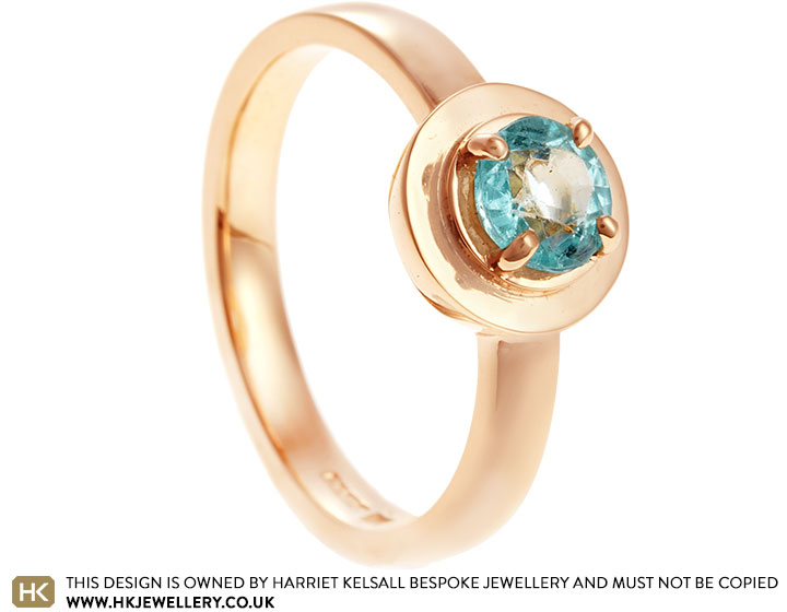 Maureen's Bespoke Swiss Blue Topaz and Own Gold Ring