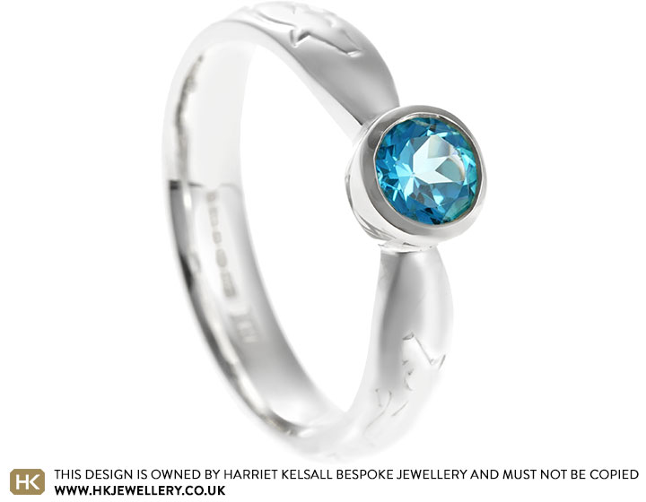 Alexis's Horse Inspired 9ct White Gold and Topaz Engagement Ring