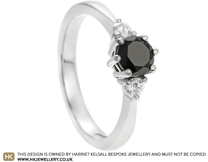 Hannah's Black Spinel and Diamond Platinum Engagement Ring