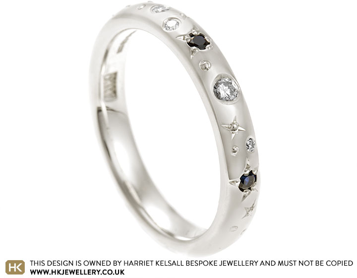 Sapphire and Diamond Eternity Ring Inspired by the Night Sky