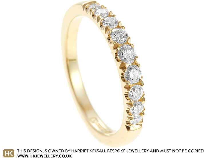 Delicate Graduating Diamond and Yellow Gold Eternity Ring