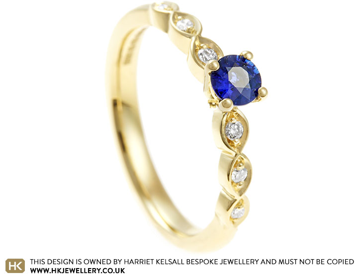 Lydia's 18ct Yellow Gold and Nigerian Sapphire Engagement Ring