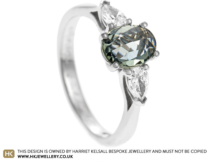 Sammy's Green Sapphire and Diamond Engagement Ring