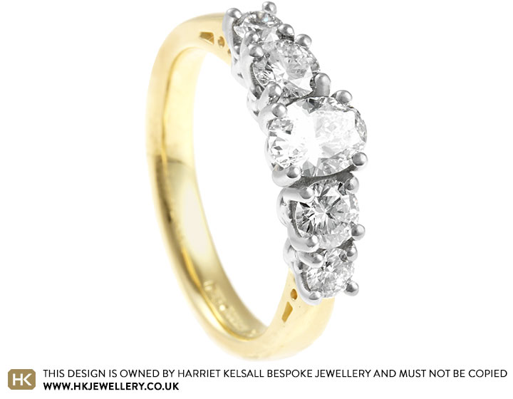 April's Bespoke 18ct Yellow Gold and Platinum Five Diamond Ring