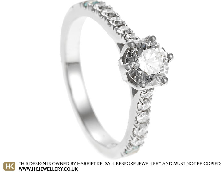 Victoria and Austin's Bespoke Diamond Engagement Ring with Subtle Floral Inspiration