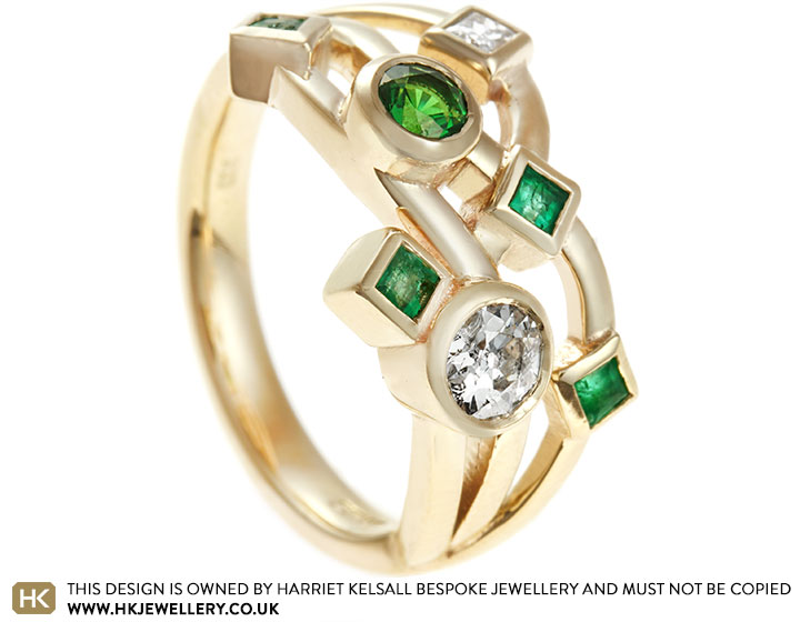 Kate's 9ct Yellow Gold green and white Engagement Ring Redesign