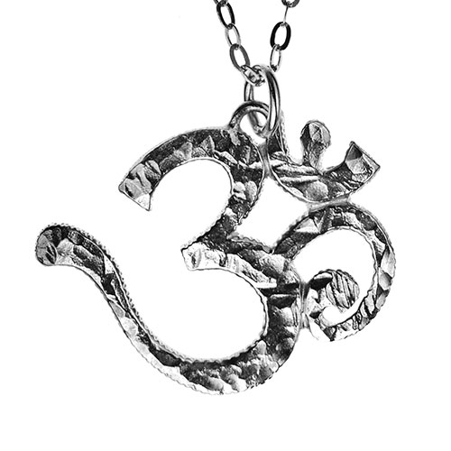 Sterling Silver Om Pendant with Hammered Finish