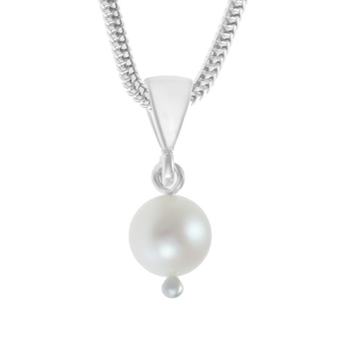 Single pearl shop drop necklace silver