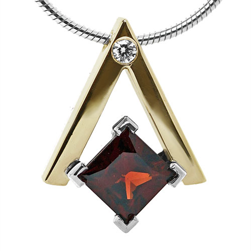 Sterling Silver and 9ct Yellow Gold Garnet Pendant