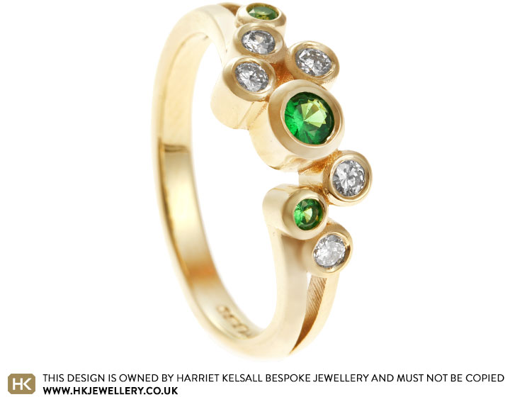 Laura's 9ct Yellow Gold, Tsavorite and Own Diamond Eternity Ring