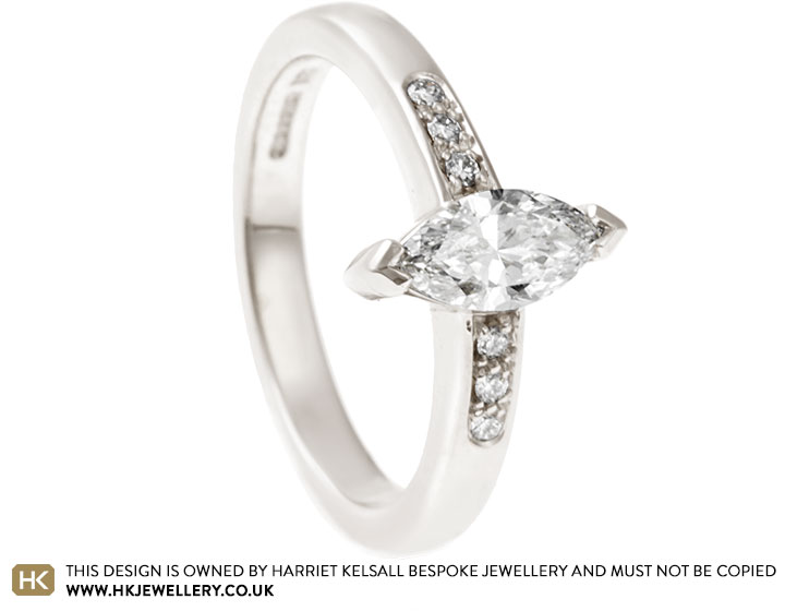 Candice's 9ct White Gold and 0.43ct Marquise Cut Diamond Engagement Ring