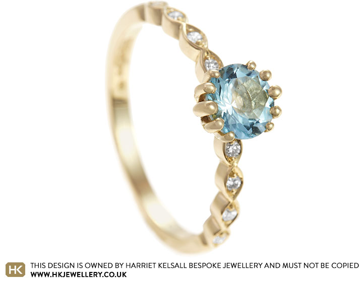 Francesca's Surprise Fairtrade 9ct Yellow Gold and Aquamarine Engagement Ring