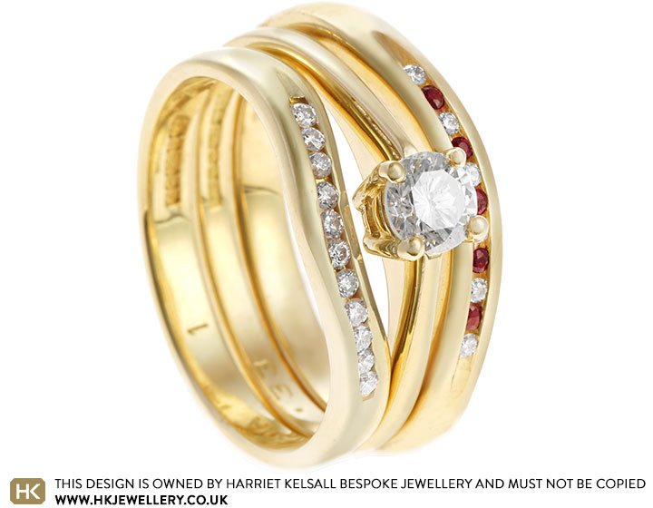 Janet's 18ct Yellow Gold, Diamond and Ruby Eternity Ring