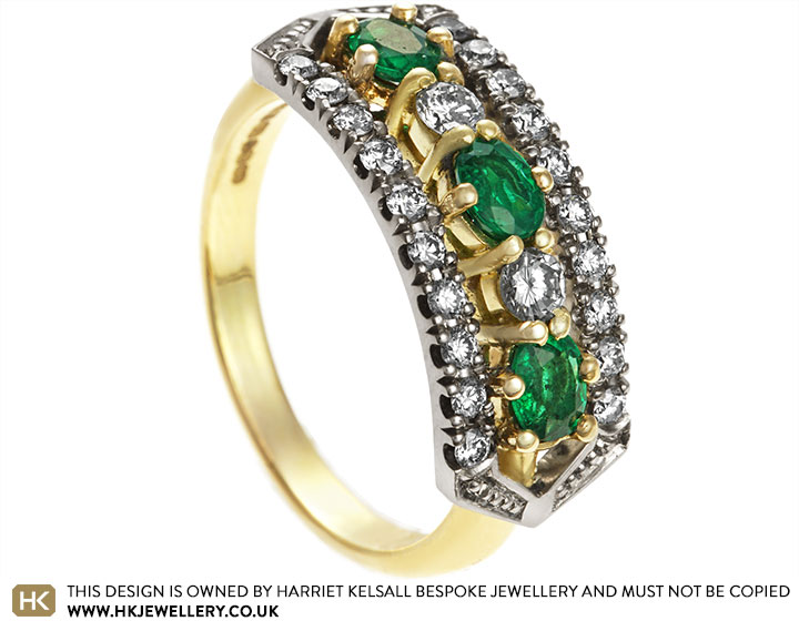 Trish's Redesigned Yellow Gold, Emerald and Diamond Engagement Ring