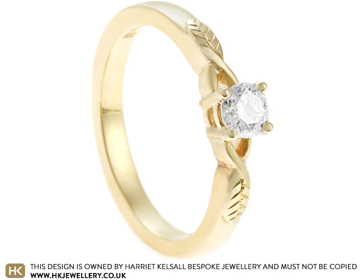 Floral Inspired Fairtrade 9ct Yellow Gold and 0.29ct Diamond Engagement Ring