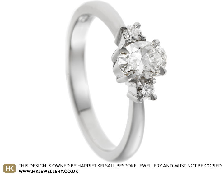 Katy's Platinum and Oval Diamond Trilogy Engagement Ring