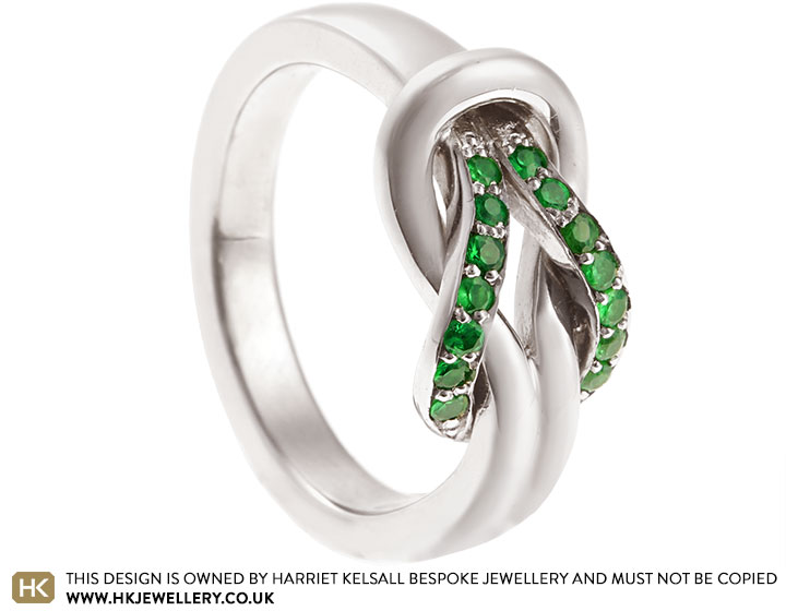 Kelsie's knotted 9 carat white gold tsavorite set eternity ring