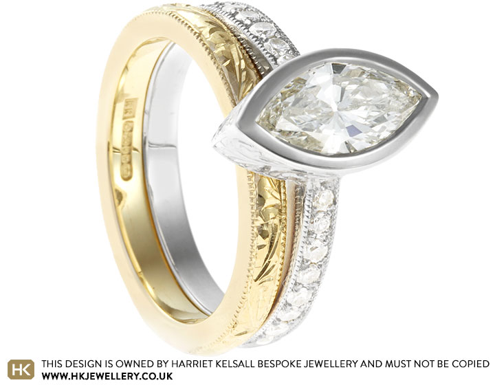 Elizabeth's 9ct White Gold and 18ct Yellow Gold Wedding Set