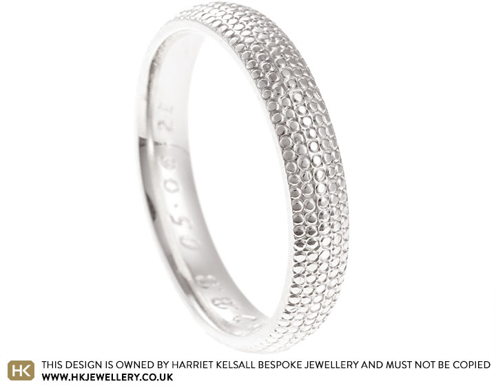 Karim's 9ct White Gold Textured Wedding Ring