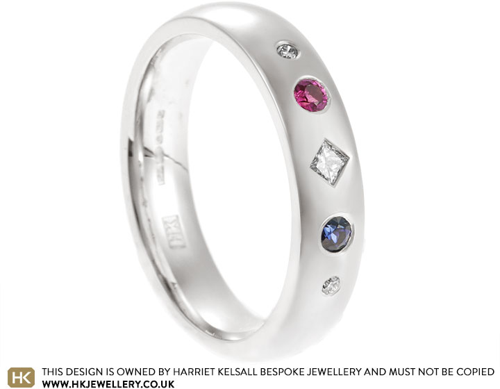 Lynette's 18ct White Gold Eternity Ring With Diamonds and Sapphires